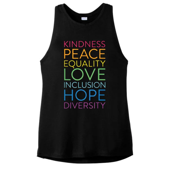 Peace Love Inclusion Equality Diversity Human Rights Ladies Tri-Blend Wicking Tank