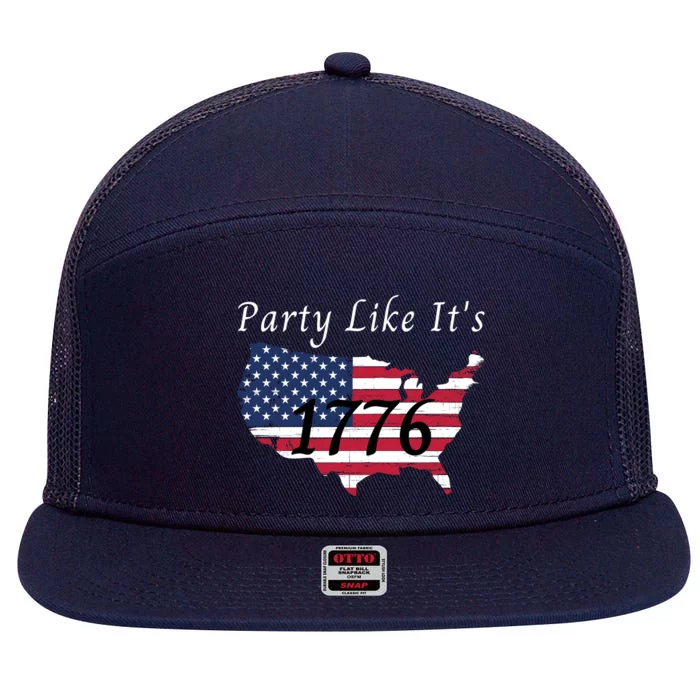 Party Like It’s 1776, American, 4th Of July US Flag, Liberty, Freedom 7 Panel Mesh Trucker Snapback Hat