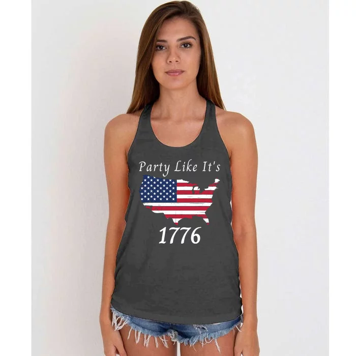 Party Like It’s 1776, American, US Flag, 4th Of July, Liberty, Freedom Women's Knotted Racerback Tank