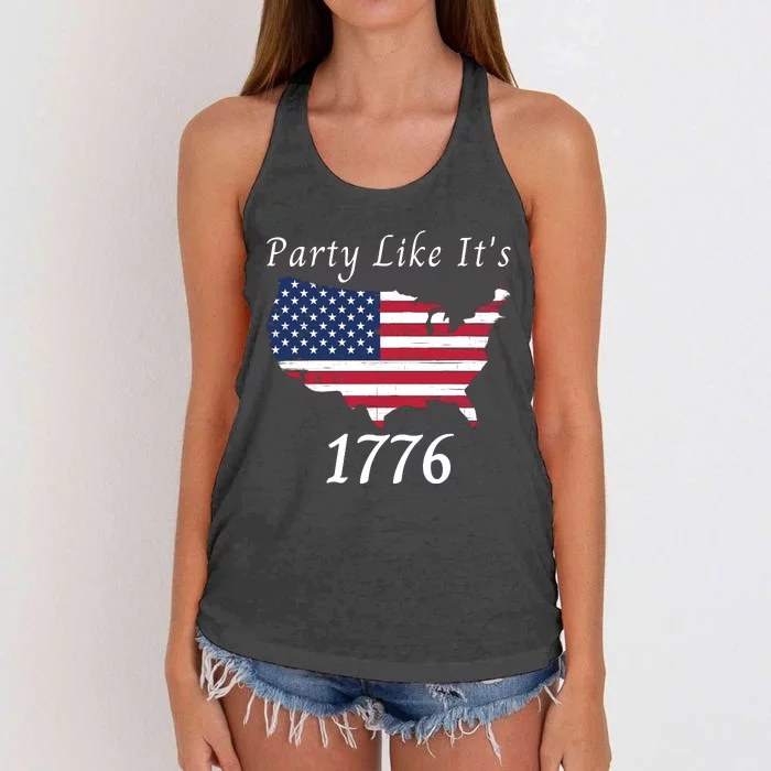 Party Like It’s 1776, American, US Flag, 4th Of July, Liberty, Freedom Women's Knotted Racerback Tank