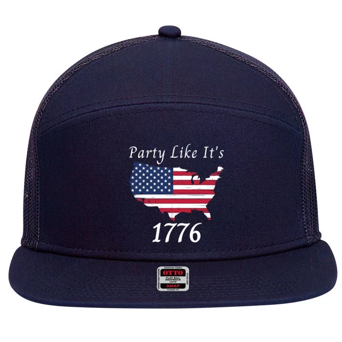 Party Like It’s 1776, American, US Flag, 4th Of July, Liberty, Freedom 7 Panel Mesh Trucker Snapback Hat