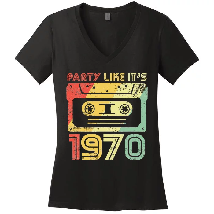 Party Like Its 1970 Retro 70s Party Outfit Costume Women's V-Neck T-Shirt