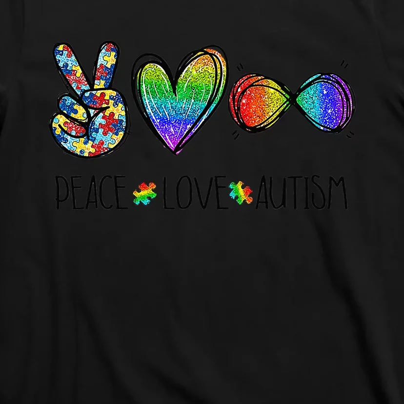 Peace Love Infinity Symbol Cute Autism Awareness T-Shirt