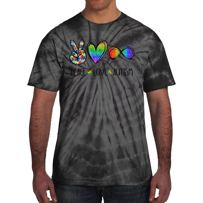 Peace Love Infinity Symbol Cute Autism Awareness Tie-Dye T-Shirt