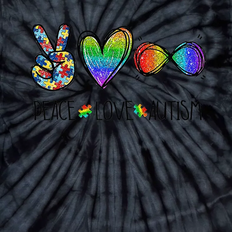 Peace Love Infinity Symbol Cute Autism Awareness Tie-Dye T-Shirt