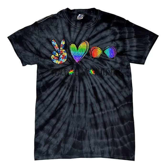 Peace Love Infinity Symbol Cute Autism Awareness Tie-Dye T-Shirt