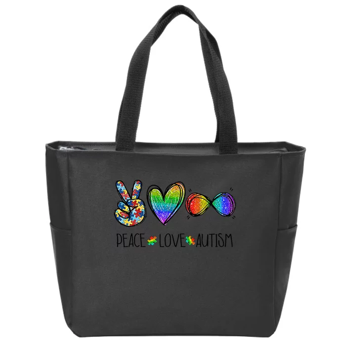 Peace Love Infinity Symbol Cute Autism Awareness Zip Tote Bag