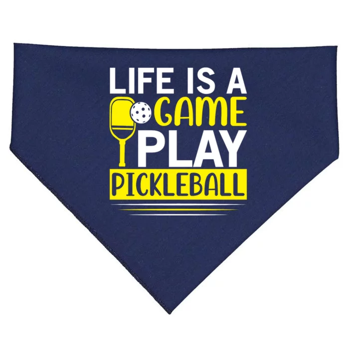 Pickleball Life Is A Game Play Pickleball Funny Pickleball Gift USA-Made Doggie Bandana