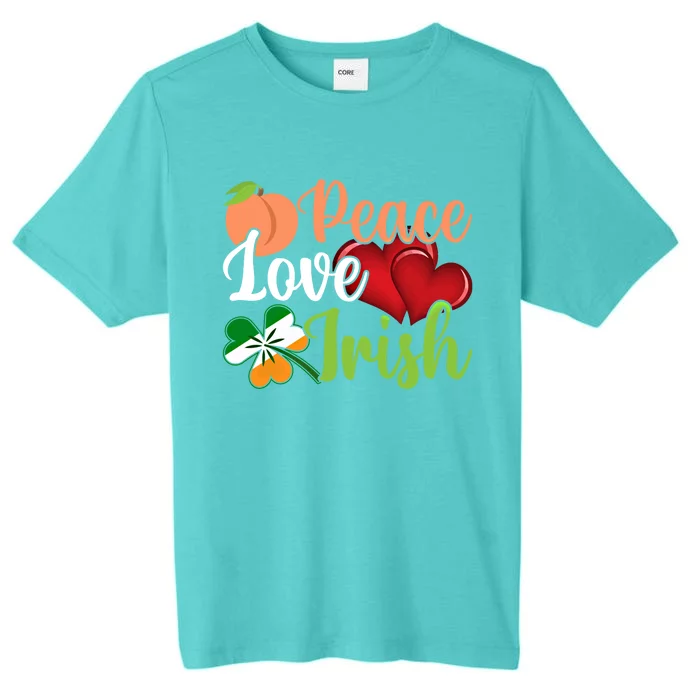 Peace Love Irish St Patrick's Day Shamrock Lucky Ireland Funny Gift ChromaSoft Performance T-Shirt