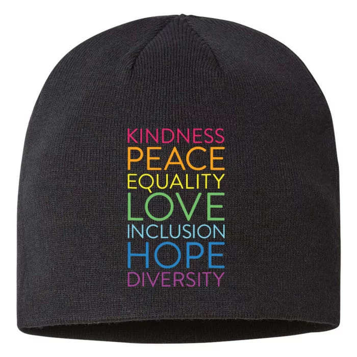 Peace Love Inclusion Equality Diversity Human Rights 8 1/2in Sustainable Knit Beanie