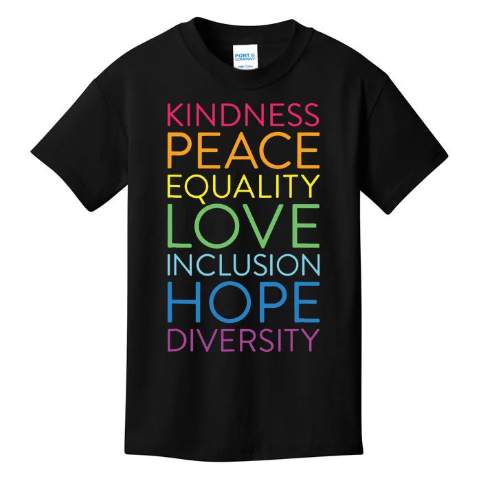 Peace Love Inclusion Equality Diversity Human Rights Kids T-Shirt