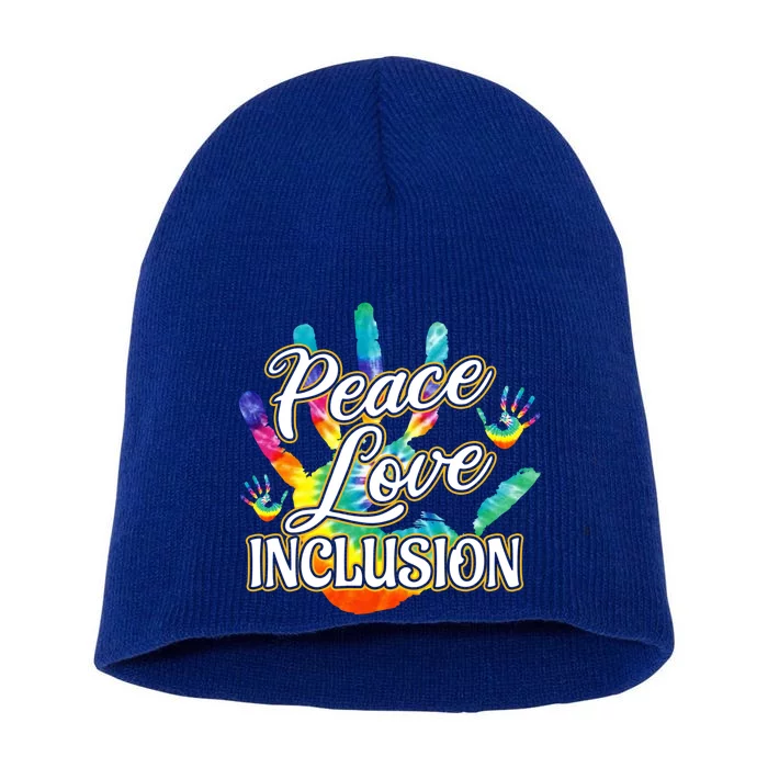 Peace Love Inclusion Sped Squad Special Ed Teacher Cute Gift Short Acrylic Beanie