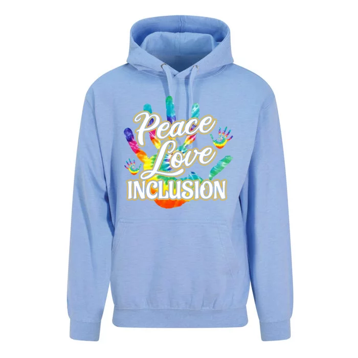 Peace Love Inclusion Sped Squad Special Ed Teacher Cute Gift Unisex Surf Hoodie