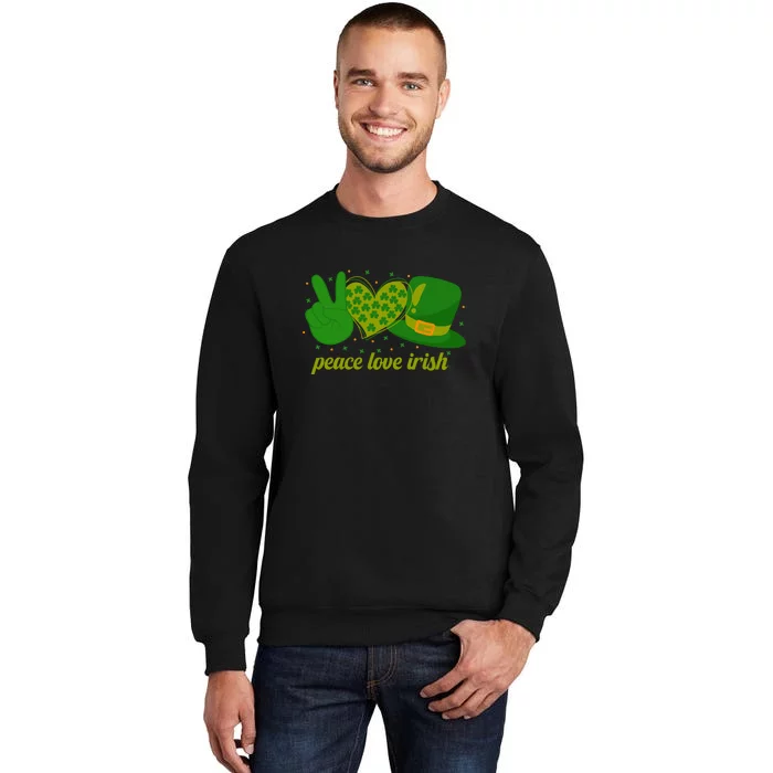 Peace Love Irish Retro Shamrock Saint Patrick Day Sweatshirt