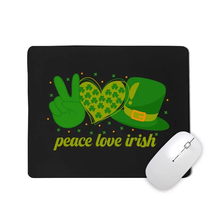 Peace Love Irish Retro Shamrock Saint Patrick Day Mousepad