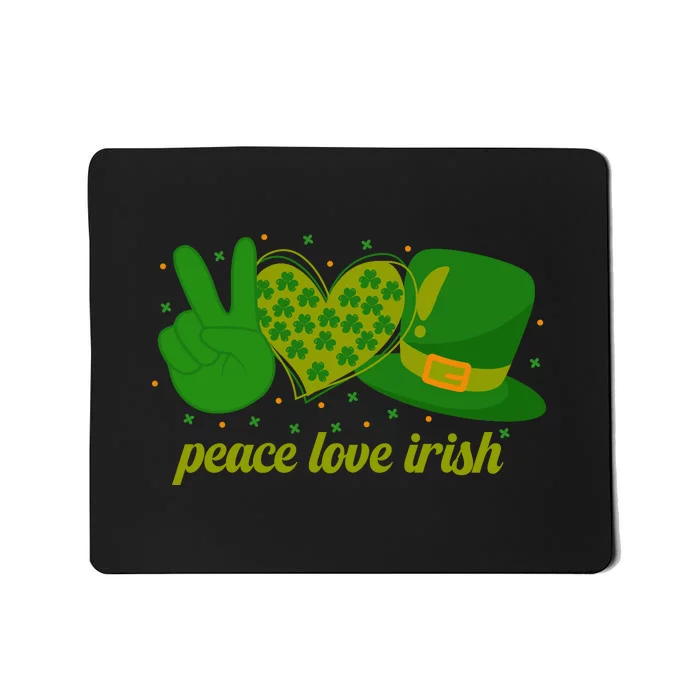 Peace Love Irish Retro Shamrock Saint Patrick Day Mousepad