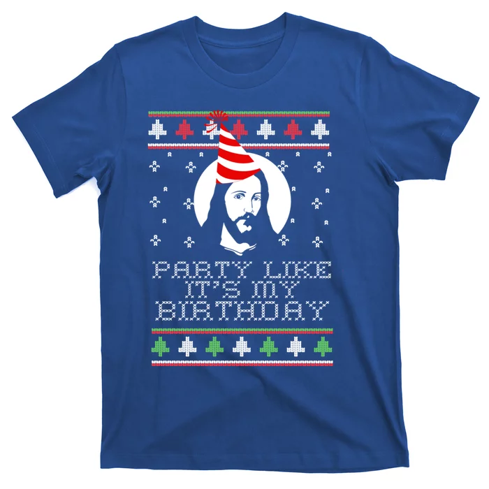 Party Like ItS My Birthday Ugly Christmas Jesus Meme Gift T-Shirt