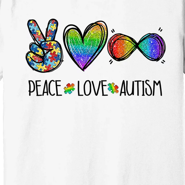 Peace Love Infinity Symbol Cute Autism puzzle Premium T-Shirt