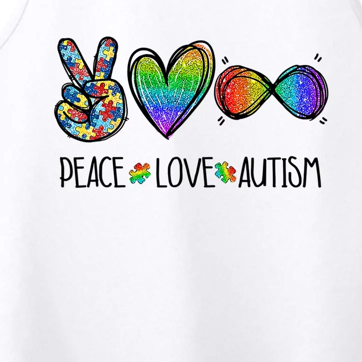 Peace Love Infinity Symbol Cute Autism puzzle Performance Tank