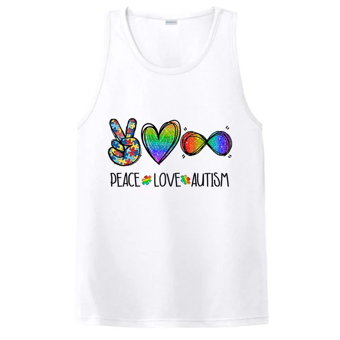 Peace Love Infinity Symbol Cute Autism puzzle Performance Tank