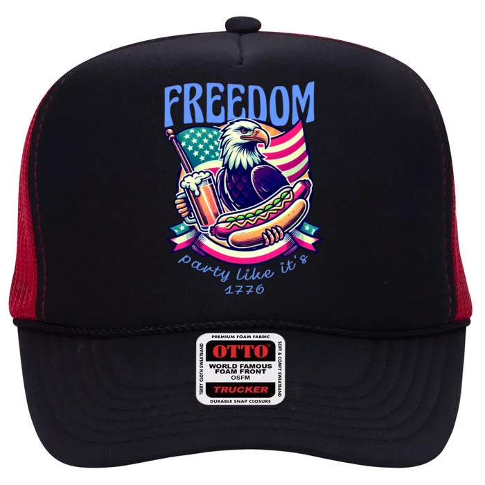 Party Like Its 1776 Patriotic Eagle High Crown Mesh Trucker Hat