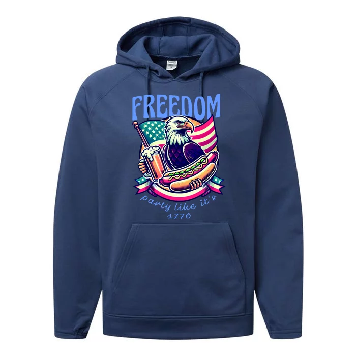 Party Like Its 1776 Patriotic Eagle Performance Fleece Hoodie