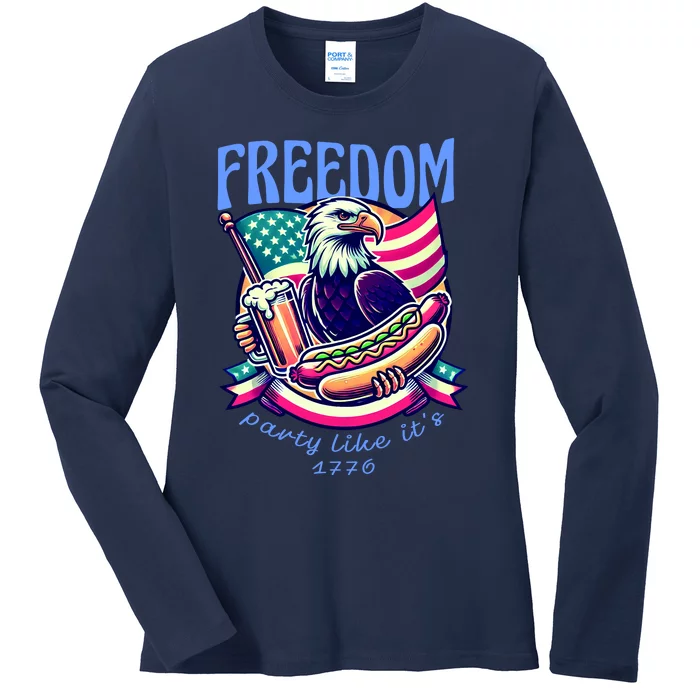 Party Like Its 1776 Patriotic Eagle Ladies Long Sleeve Shirt