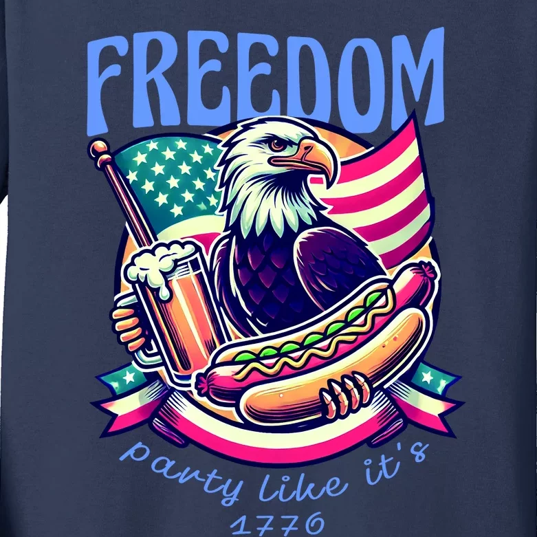 Party Like Its 1776 Patriotic Eagle Kids Long Sleeve Shirt