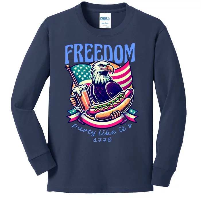 Party Like Its 1776 Patriotic Eagle Kids Long Sleeve Shirt