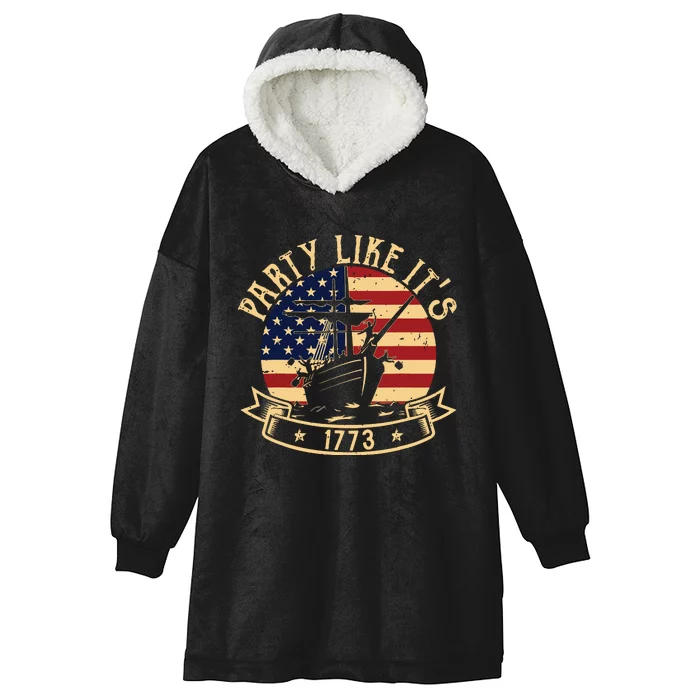 Party Like Its 1773 Funny Us History Boston Vintage Hooded Wearable Blanket