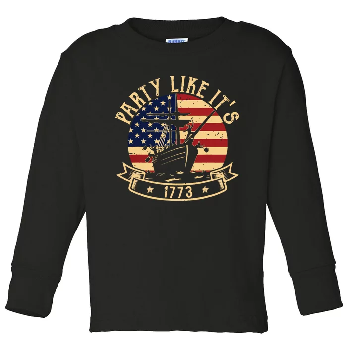 Party Like Its 1773 Funny Us History Boston Vintage Toddler Long Sleeve Shirt