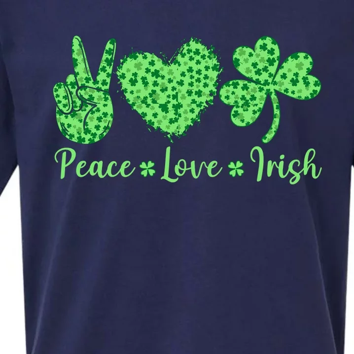 Peace Love Irish Patricks Day Funny Gift Sueded Cloud Jersey T-Shirt