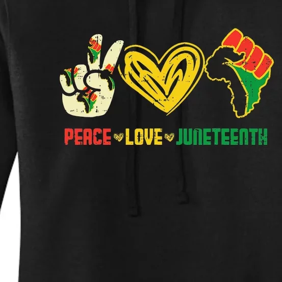 Peace Love Juneteenth Flag June 19th African Black Women's Pullover Hoodie