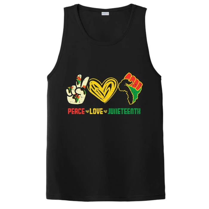 Peace Love Juneteenth Flag June 19th African Black Performance Tank