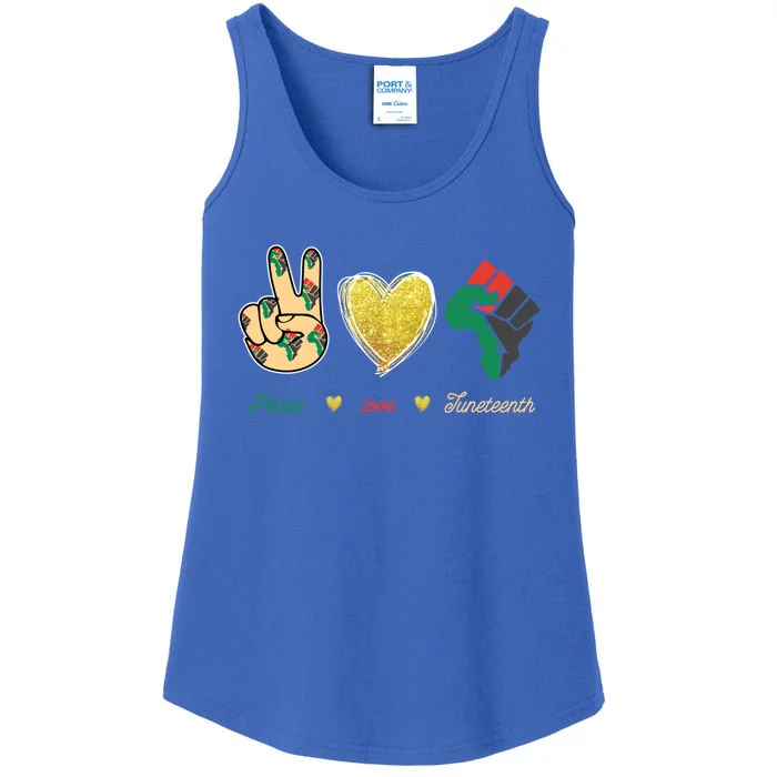 Peace Love Juneteenth Outfit Cool Gift Ladies Essential Tank