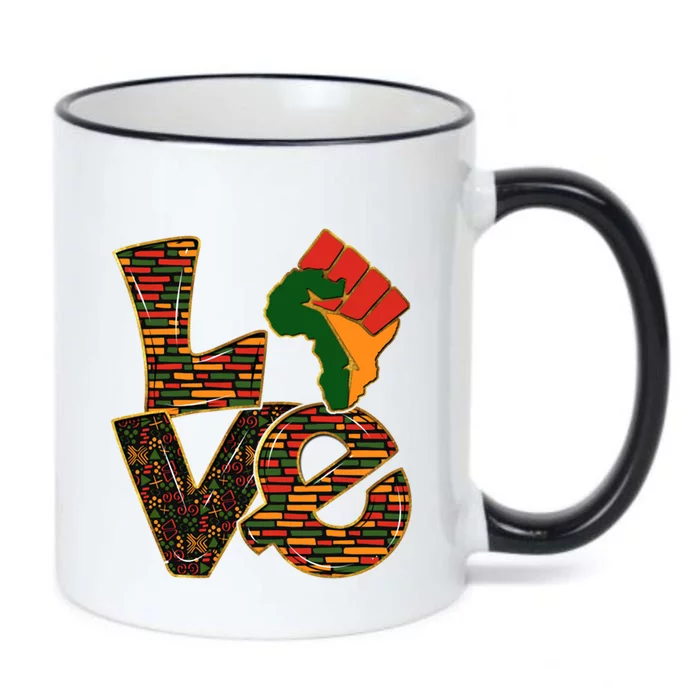 Peace Love Juneteenth 1865 Black Fist Map Of Africa Freedom Great Gift Black Color Changing Mug