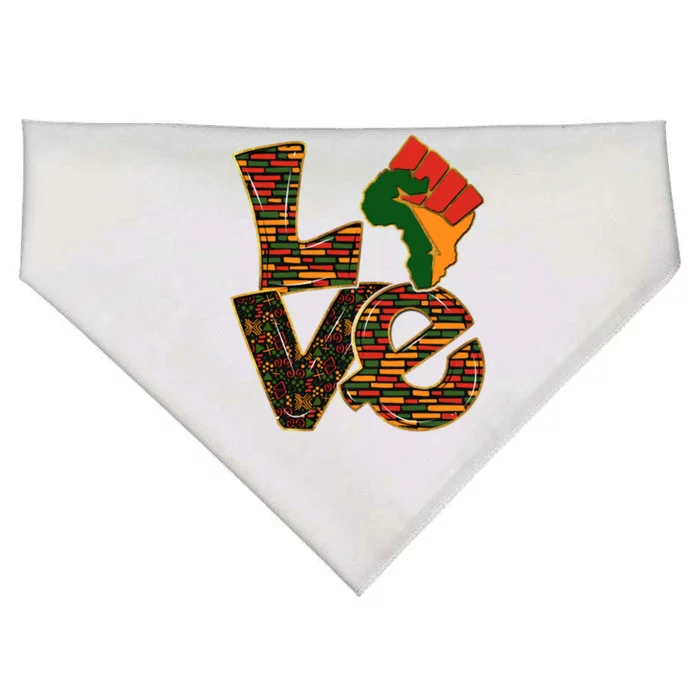 Peace Love Juneteenth 1865 Black Fist Map Of Africa Freedom Great Gift USA-Made Doggie Bandana