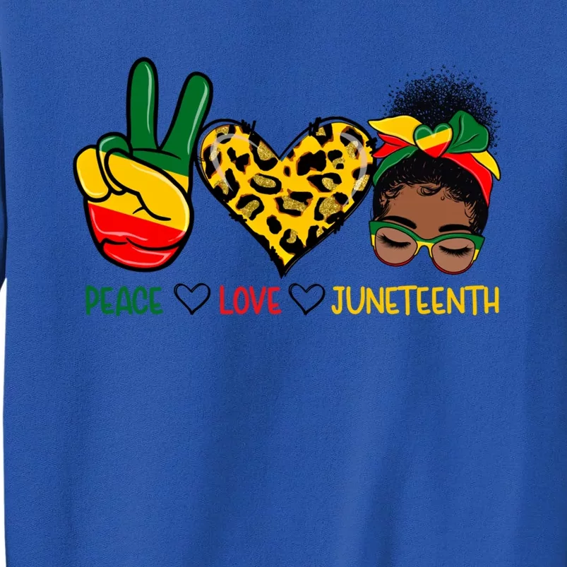 Peace Love Juneteenth Black History Black Messy Bun Gift Sweatshirt