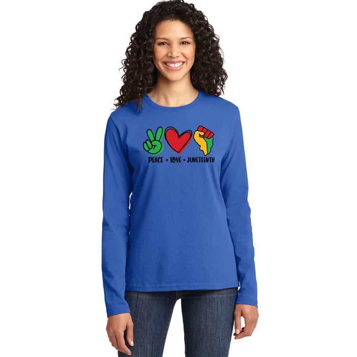 Peace Love Juneteenth Cute Gift Ladies Long Sleeve Shirt