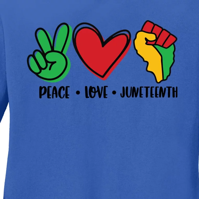 Peace Love Juneteenth Cute Gift Ladies Long Sleeve Shirt