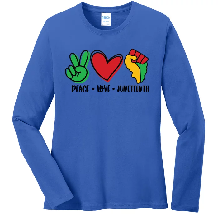 Peace Love Juneteenth Cute Gift Ladies Long Sleeve Shirt