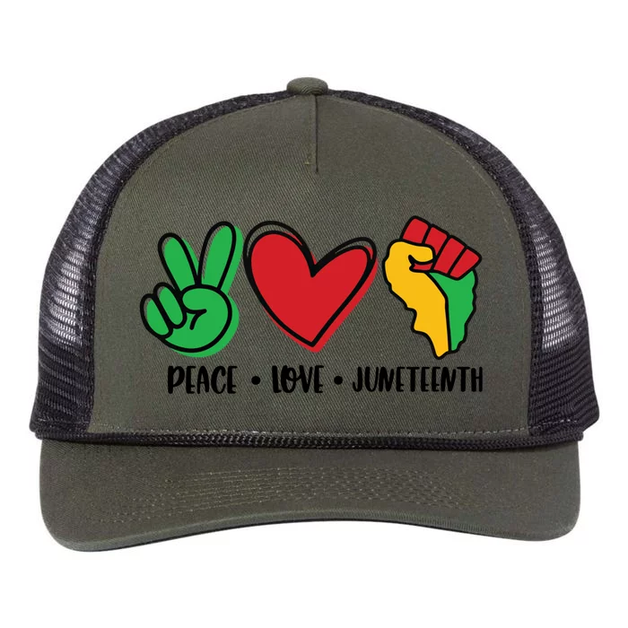 Peace Love Juneteenth Cute Gift Retro Rope Trucker Hat Cap