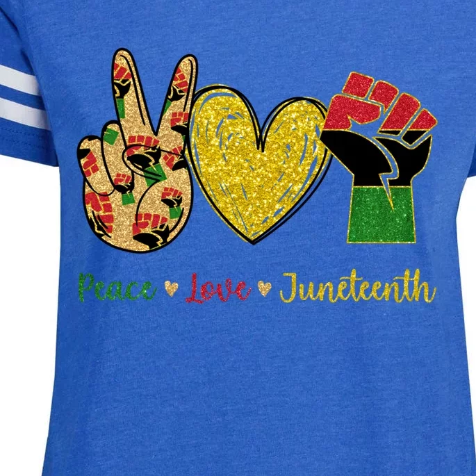 Peace Love Juneteenth Black History Month Gift Enza Ladies Jersey Football T-Shirt