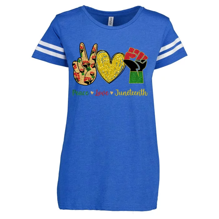 Peace Love Juneteenth Black History Month Gift Enza Ladies Jersey Football T-Shirt