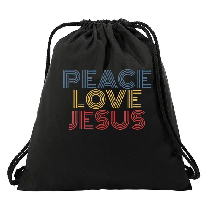 Peace Love Jesus Cool Christian Rock Music Festival Drawstring Bag