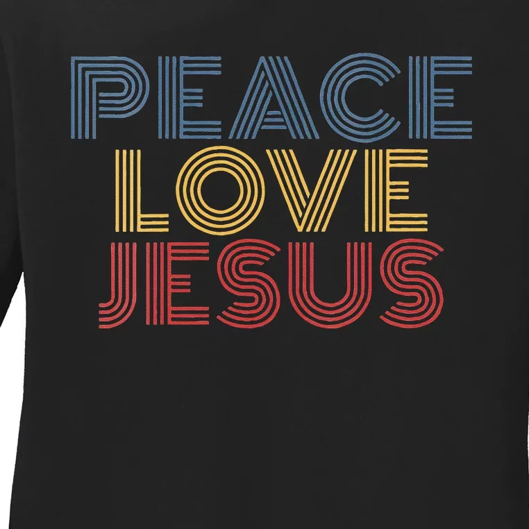 Peace Love Jesus Cool Christian Rock Music Festival Ladies Long Sleeve Shirt