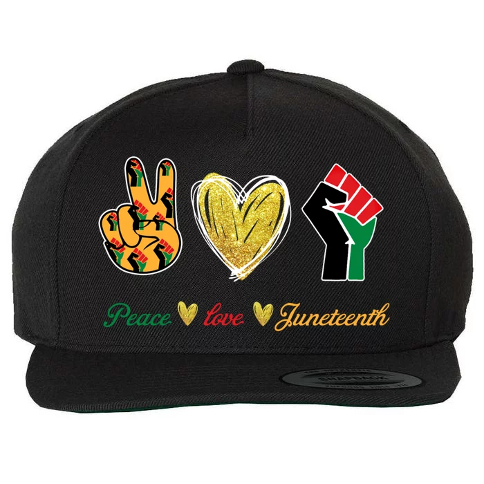 Peace Love Juneteenth Gift Wool Snapback Cap