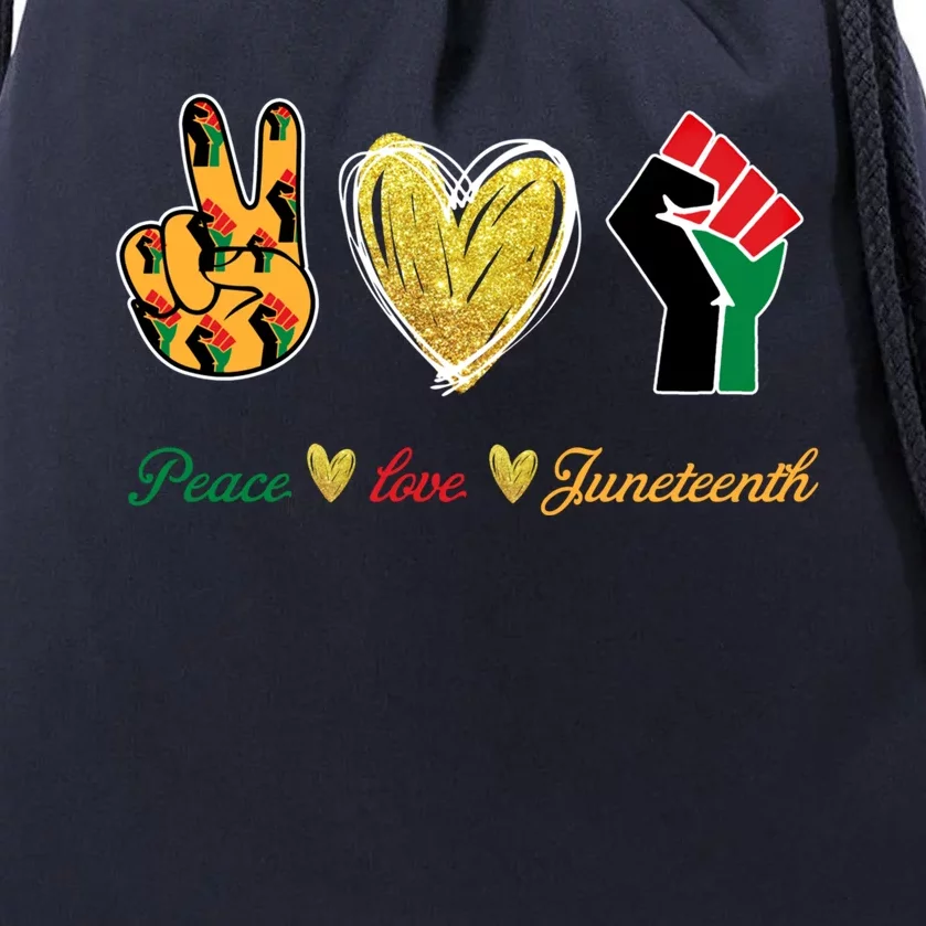 Peace Love Juneteenth Gift Drawstring Bag