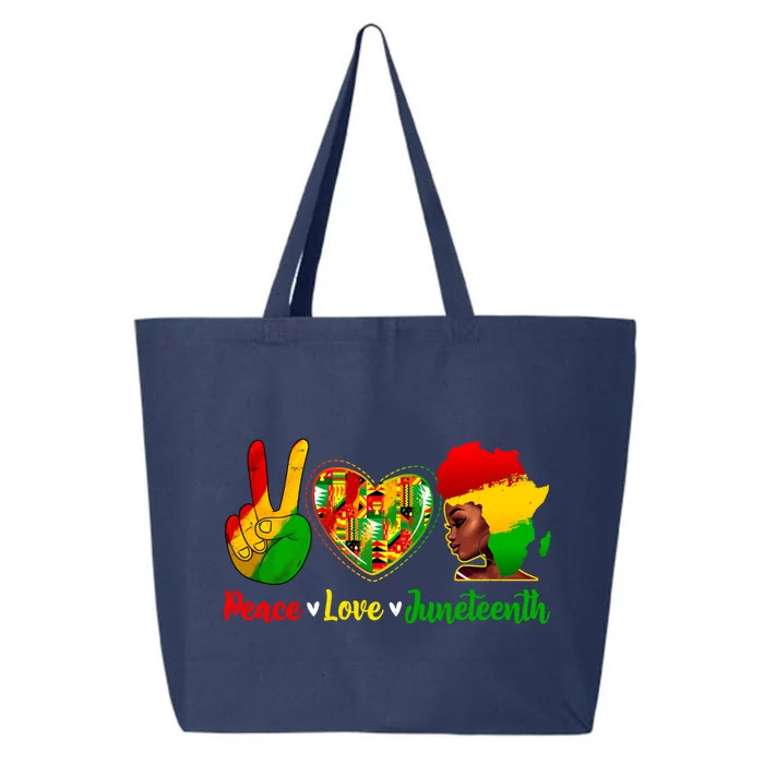 Peace Love Juneteenth Black Celebrating 1865 Afro Great Gift 25L Jumbo Tote