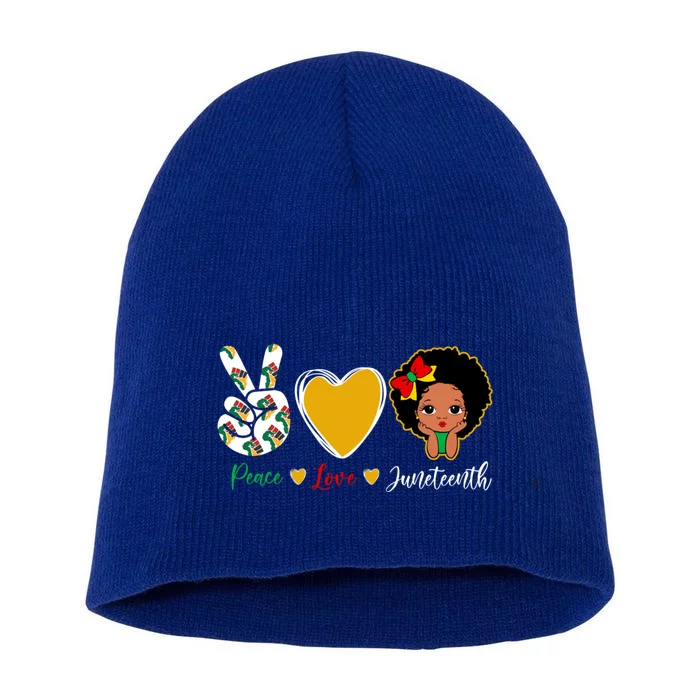 Peace Love Juneteenth African American Black Cute Gift Short Acrylic Beanie